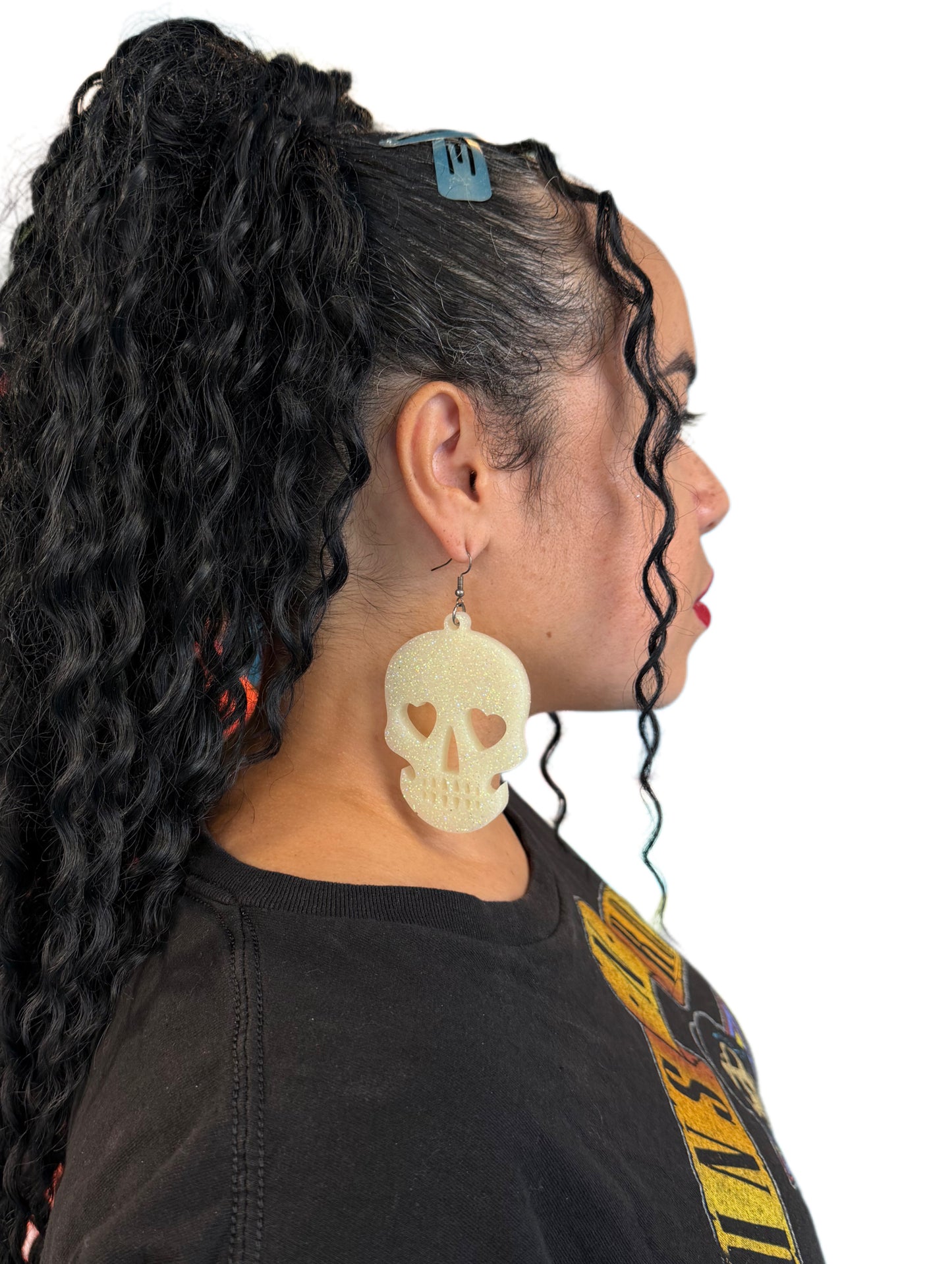 Resin Glitter Skull Earrings