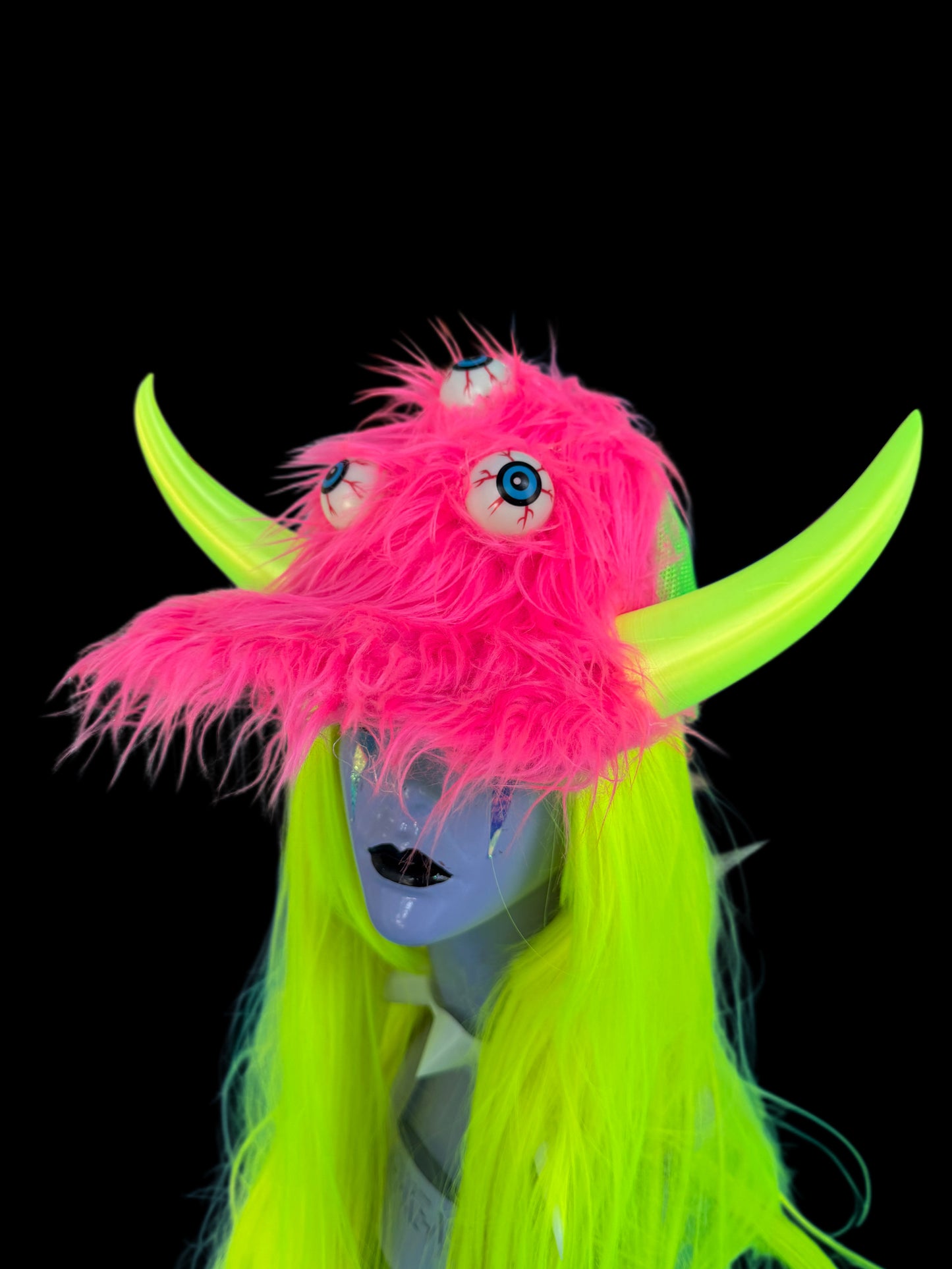 Pink Fur Horned Baseball Hat
