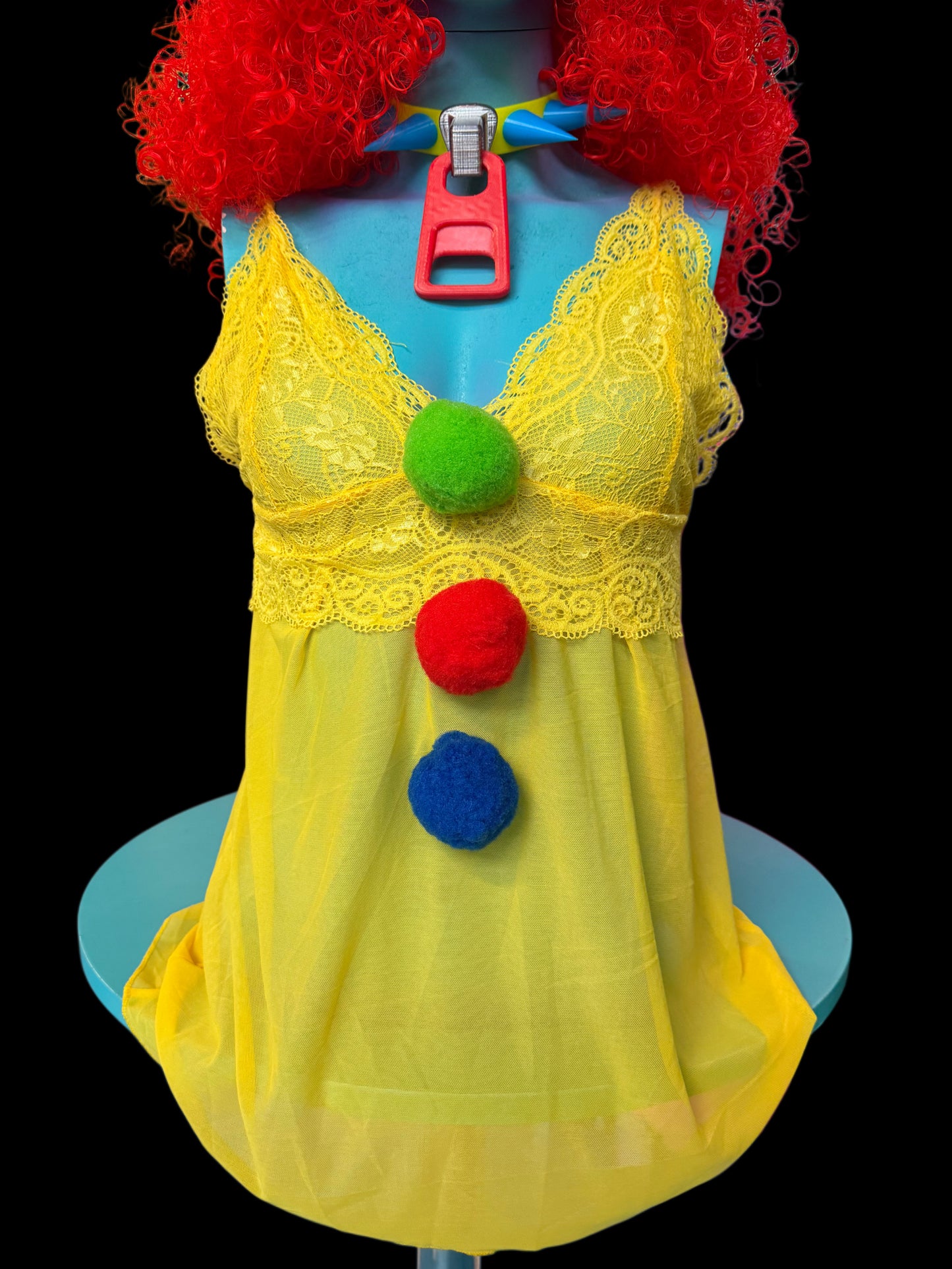 Yellow with Primary Pom Slip Dress