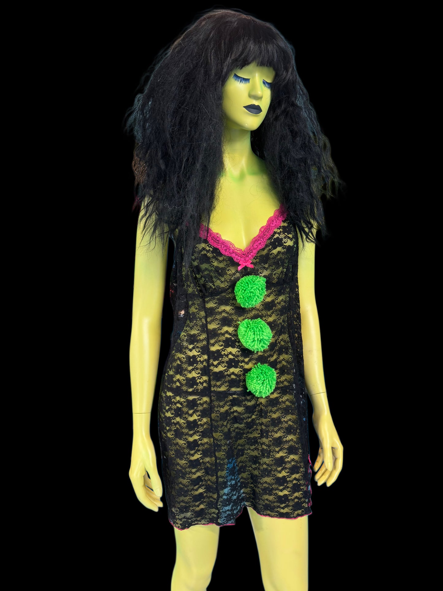 Green Pom Slip Dress