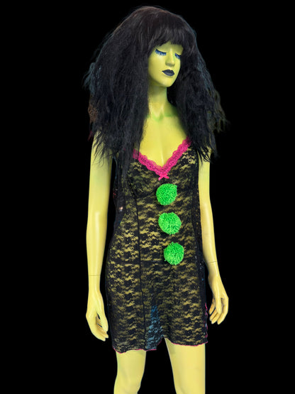 Green Pom Slip Dress