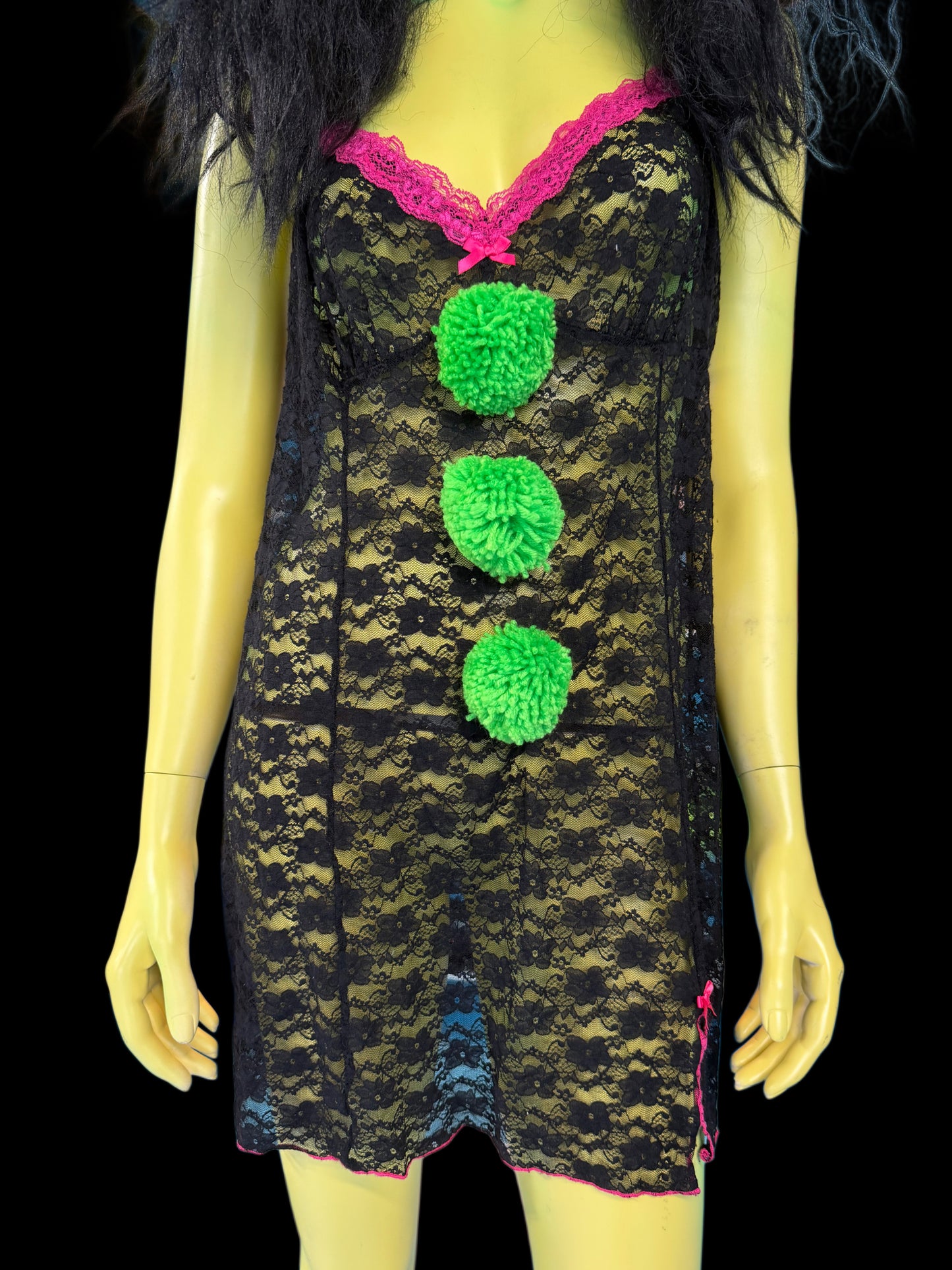 Green Pom Slip Dress