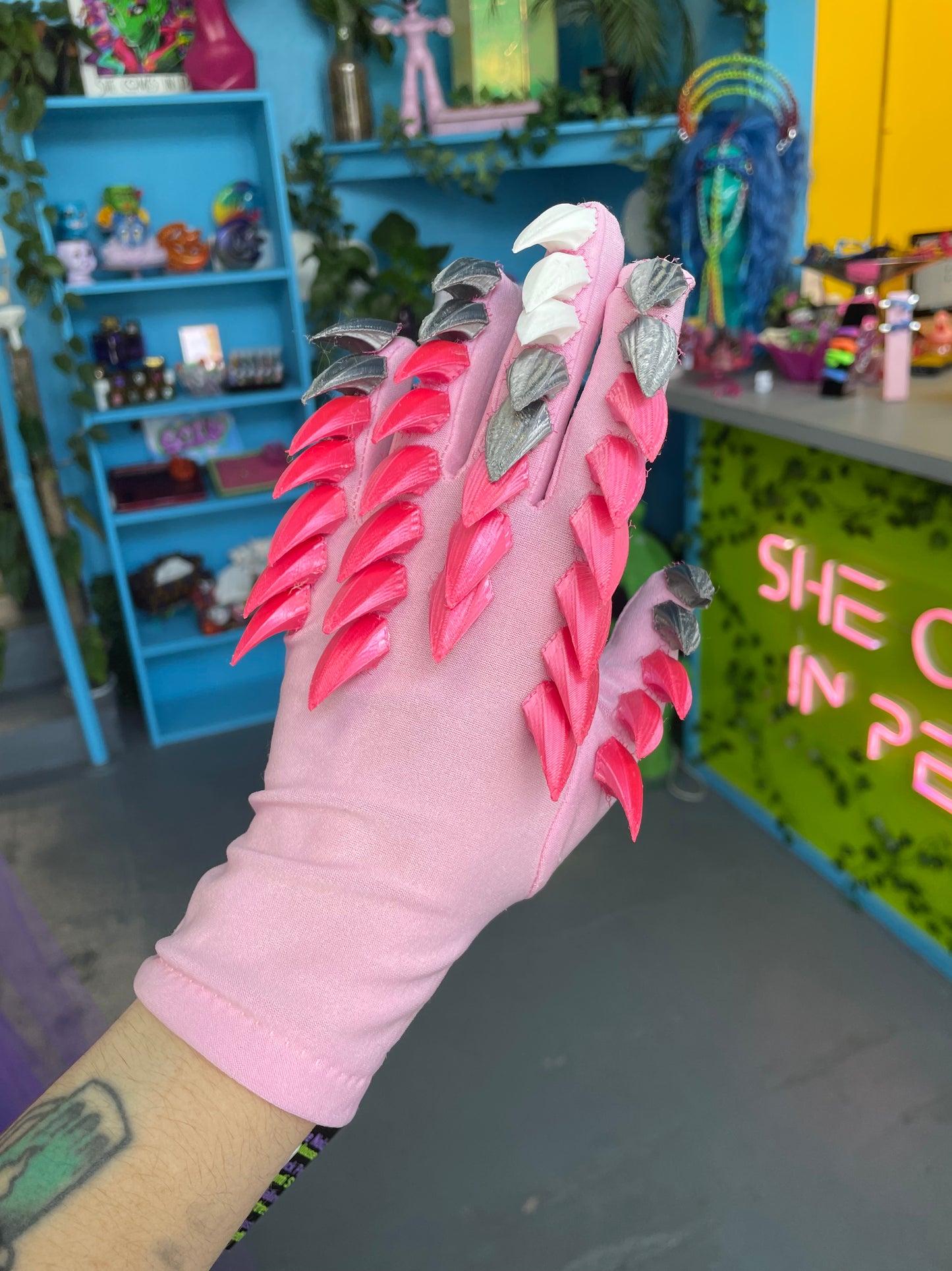 Pink Scaled Gloves