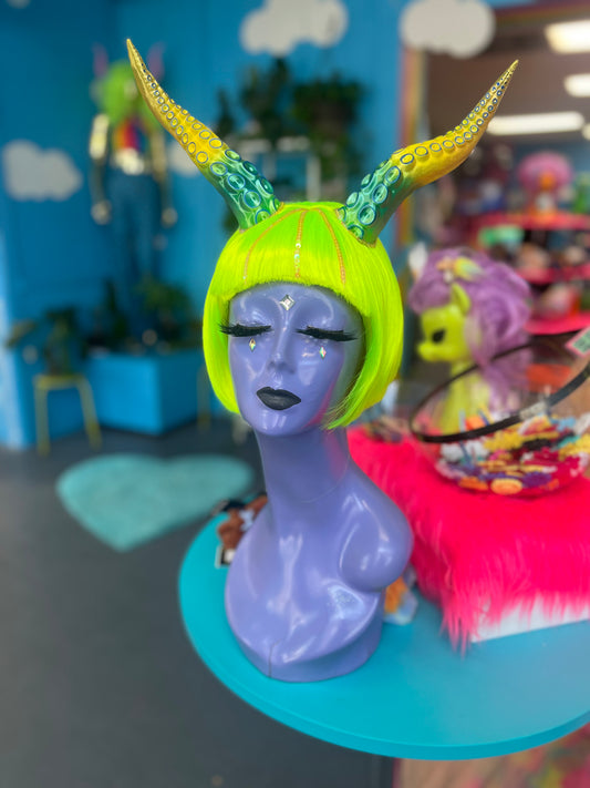 Neon Tentacle Horned Babe Wig