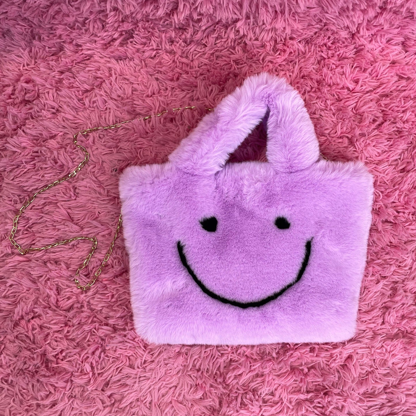 Fuzzy Smiley Bag