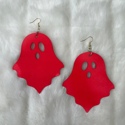 Wood Cut Ghost Earrings