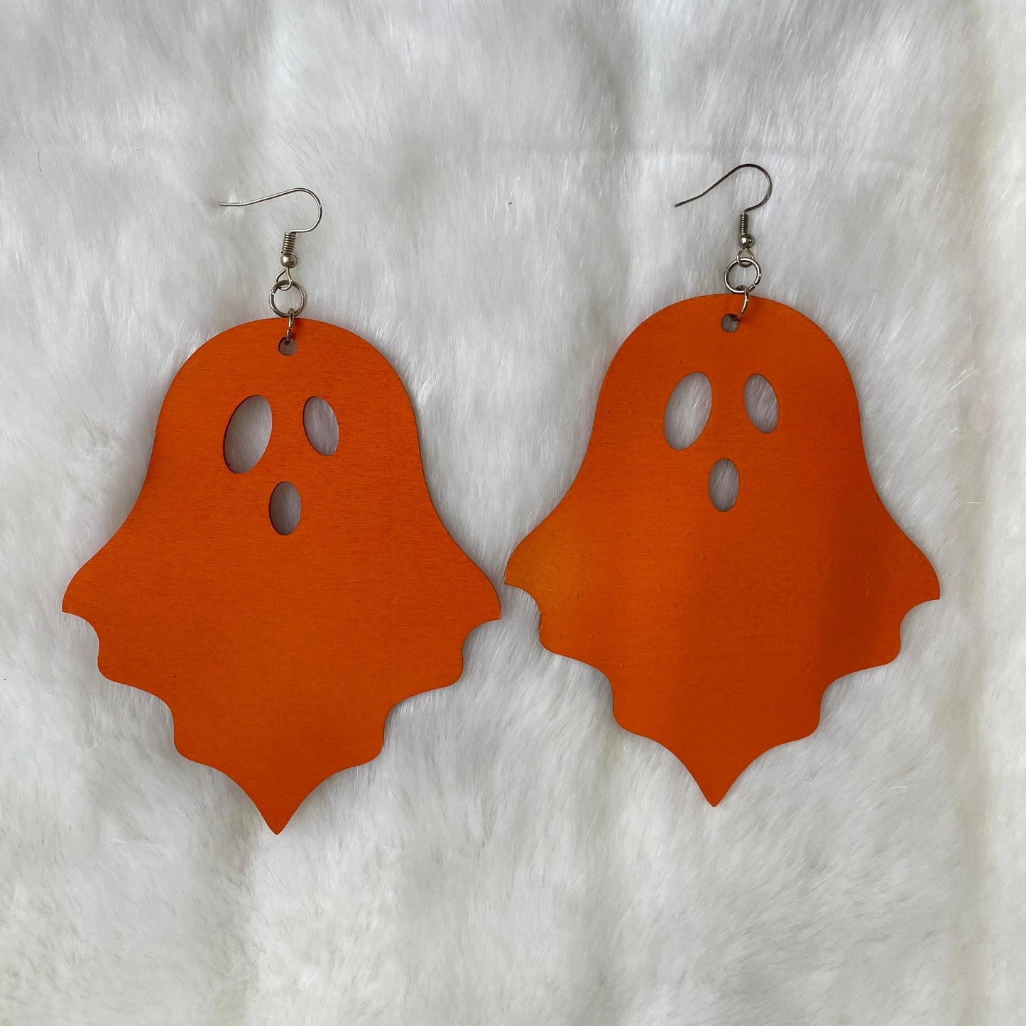 Wood Cut Ghost Earrings