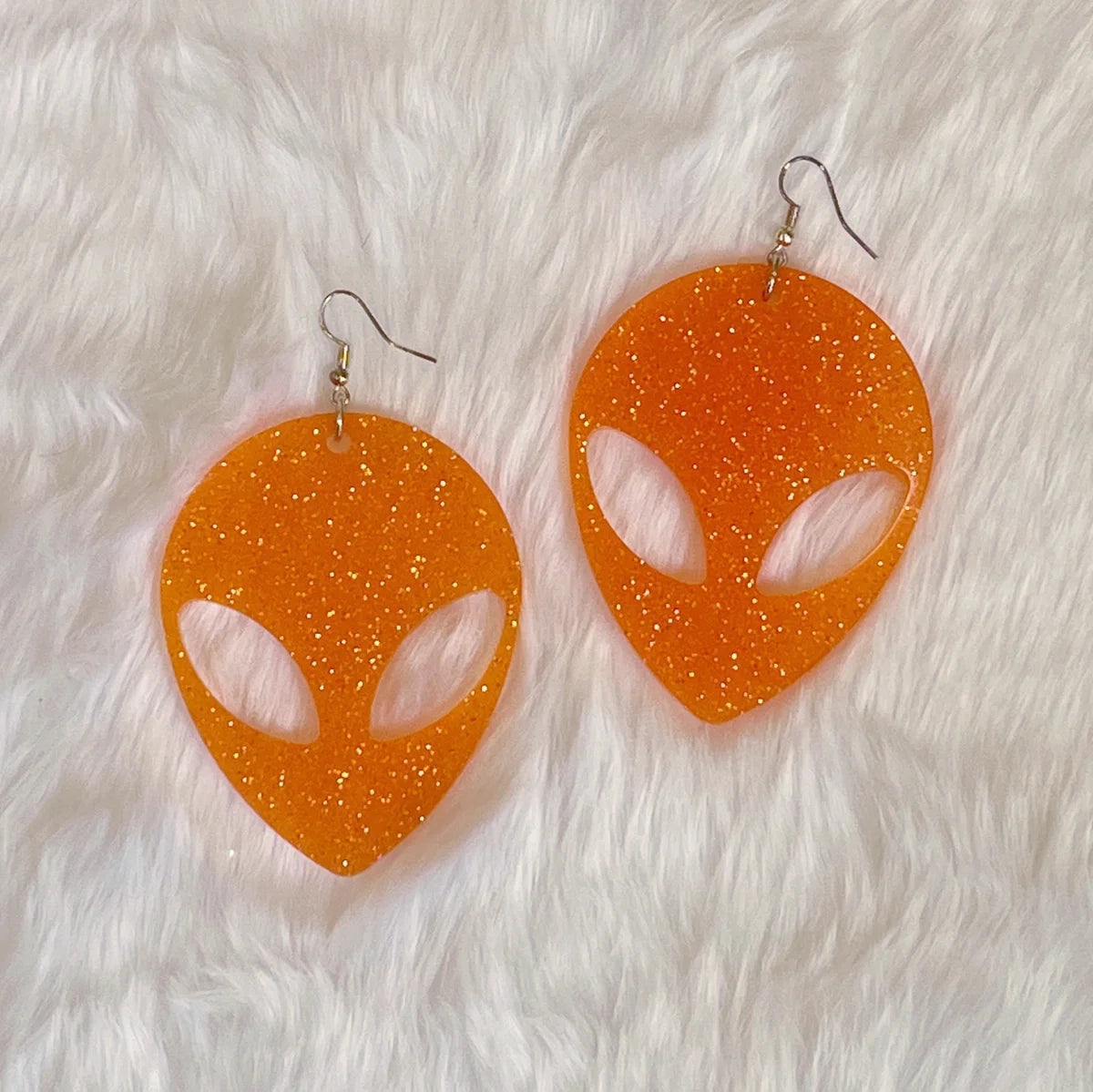 Large Glitter Alien Earrings