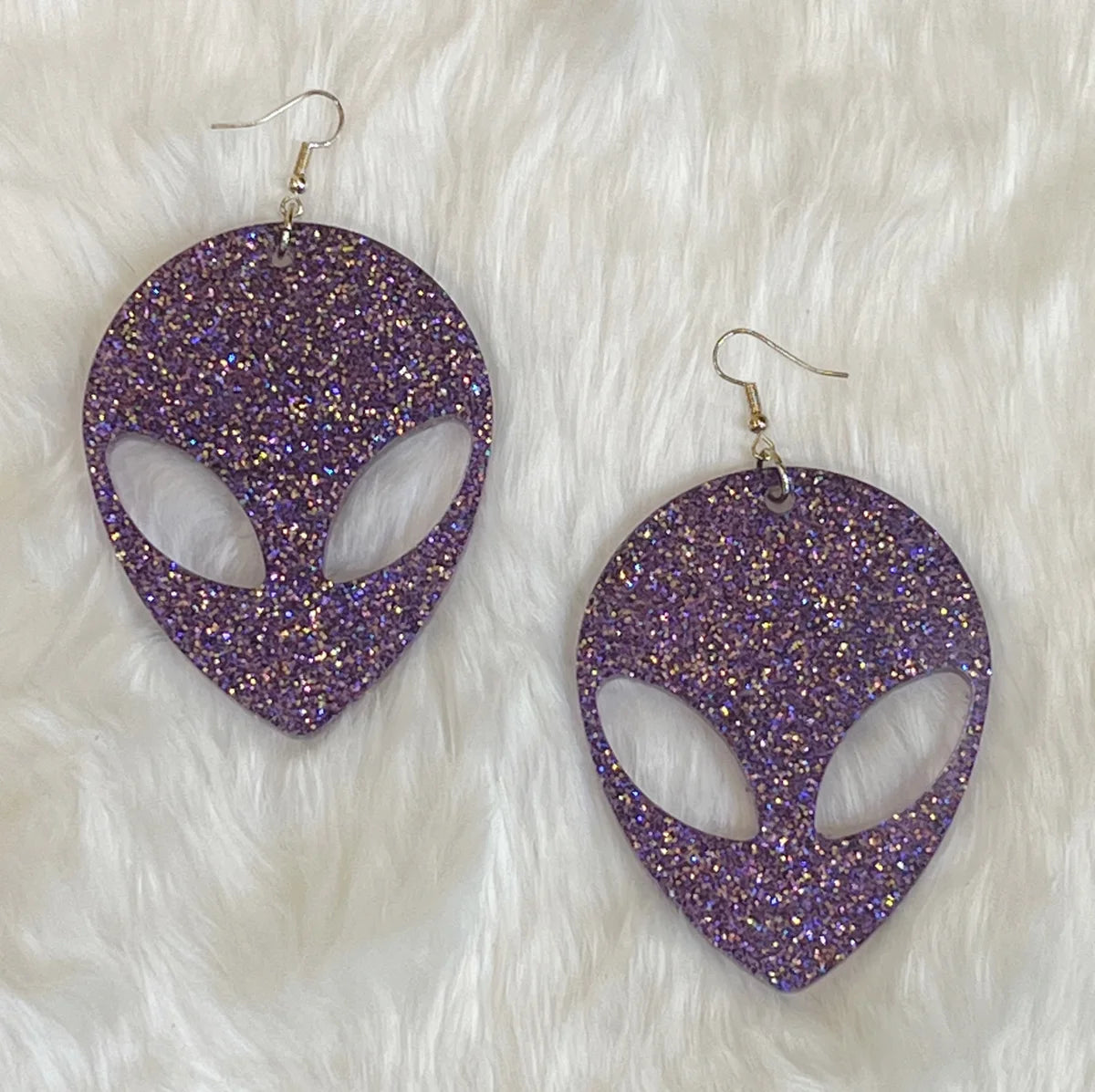 Large Glitter Alien Earrings