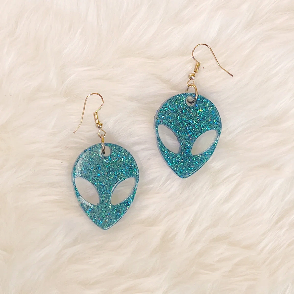 Small Glitter Alien Earrings