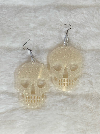 Resin Glitter Skull Earrings
