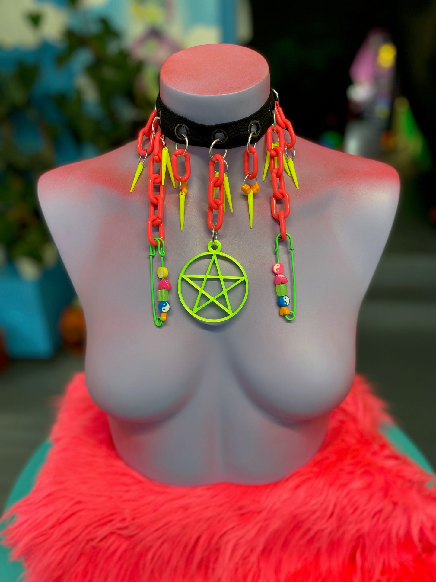 Neon Punk Chain Choker