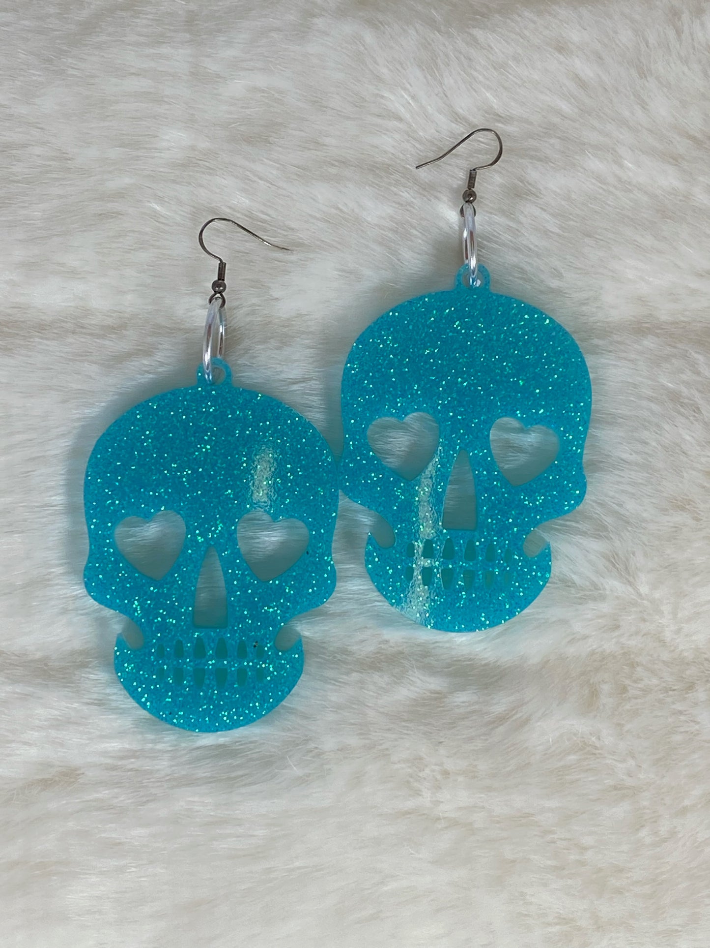 Resin Glitter Skull Earrings