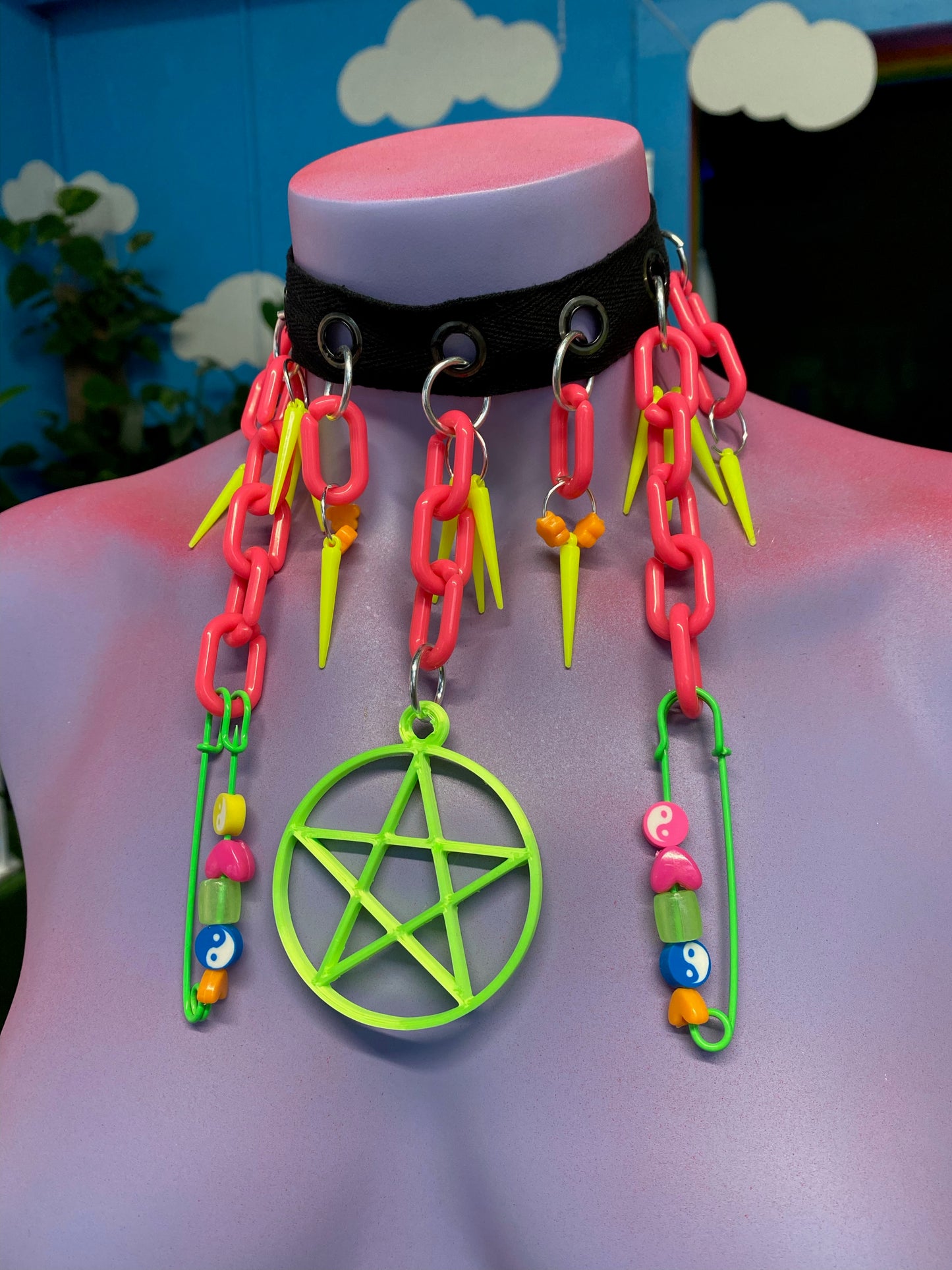 Neon Punk Chain Choker