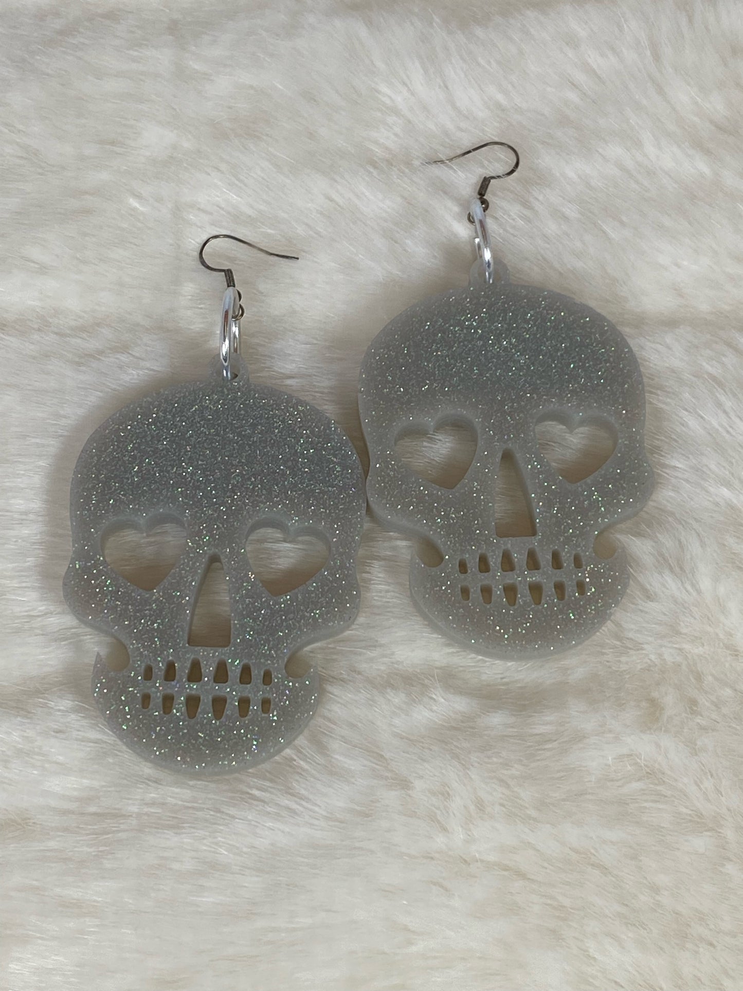 Resin Glitter Skull Earrings