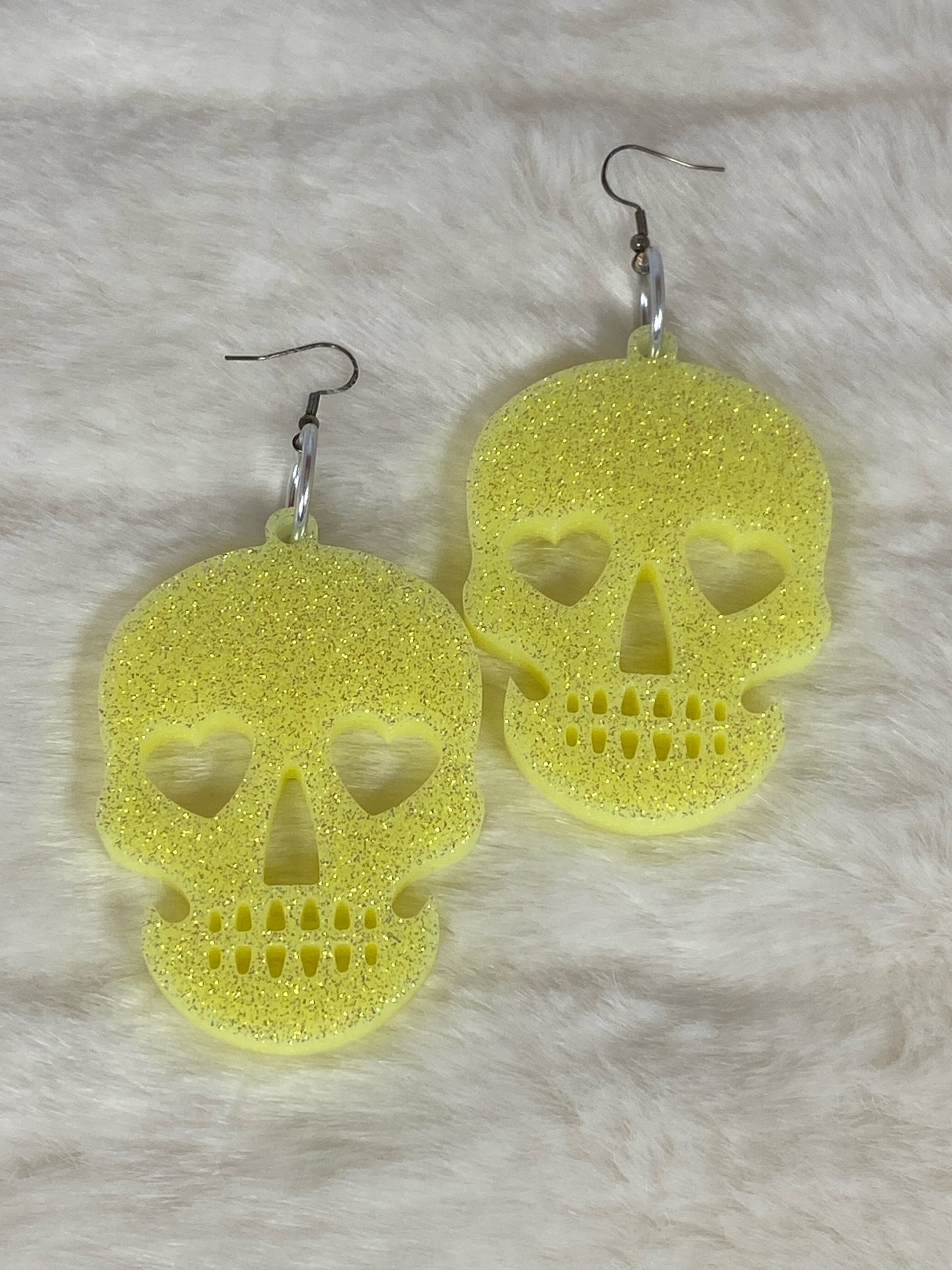 Resin Glitter Skull Earrings