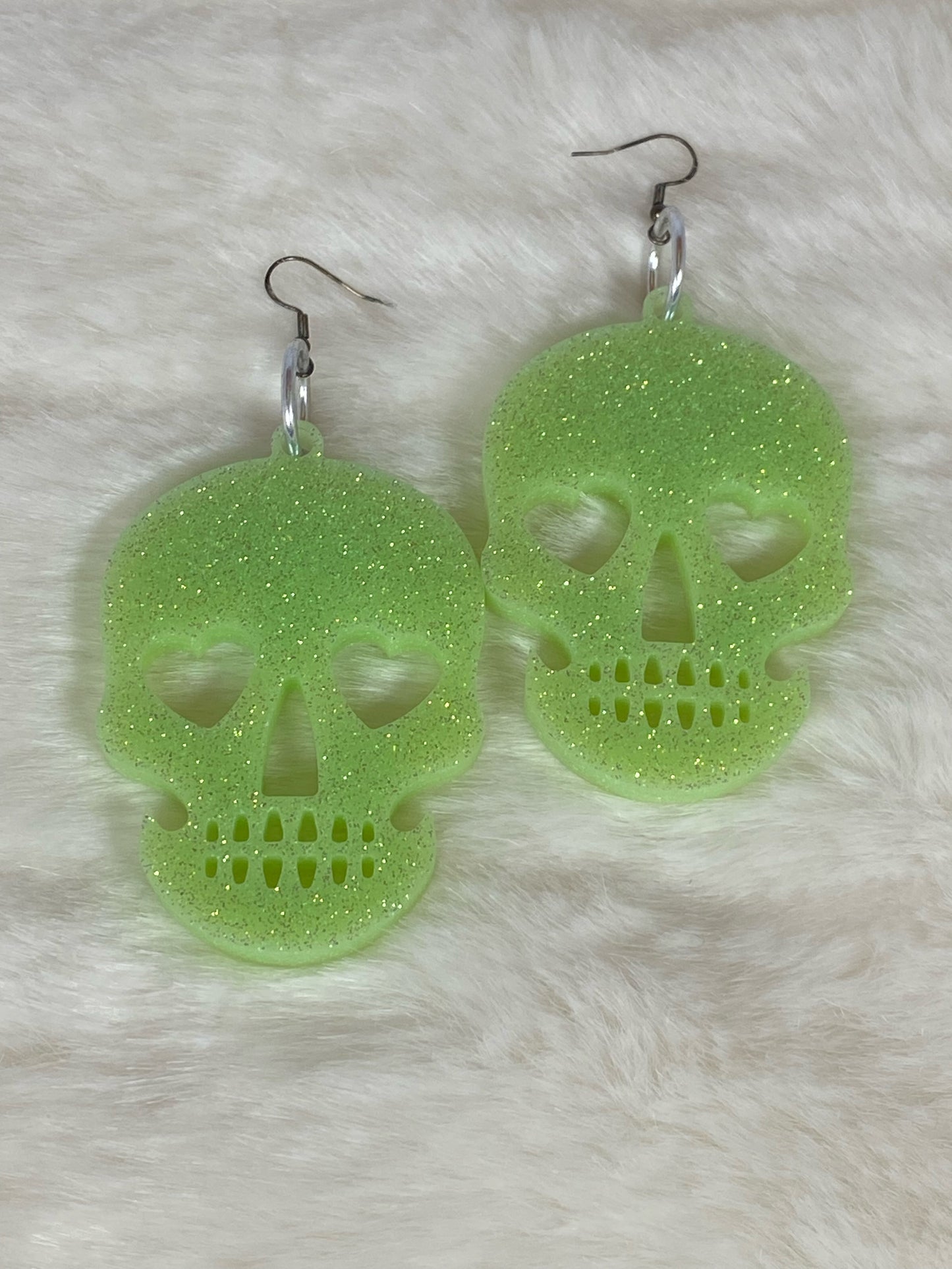 Resin Glitter Skull Earrings