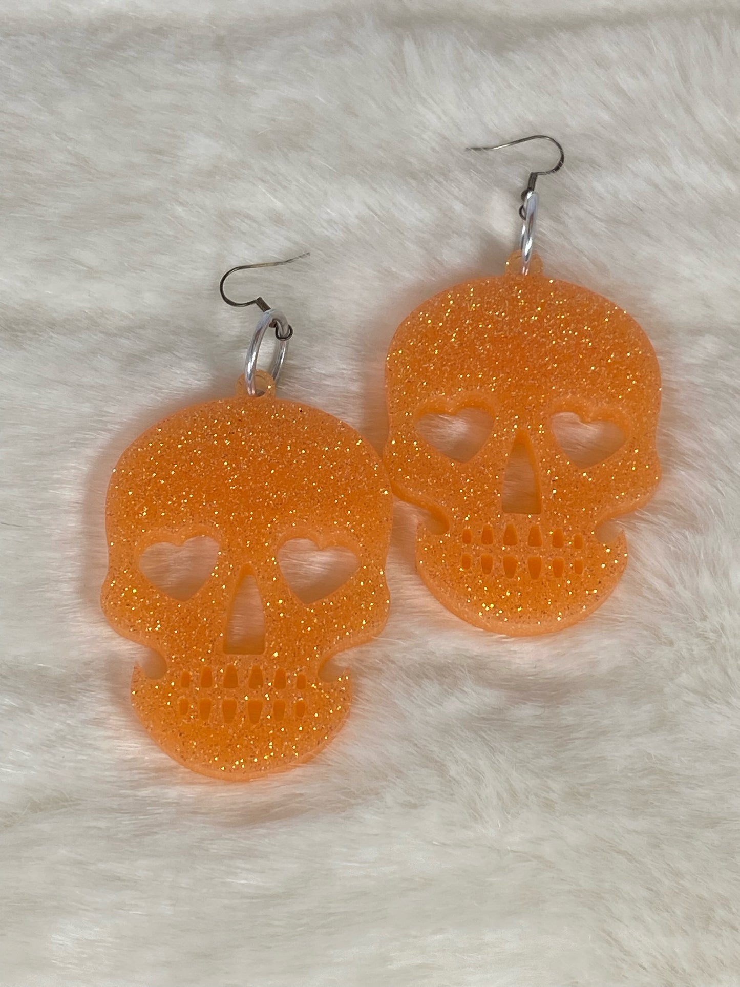 Resin Glitter Skull Earrings