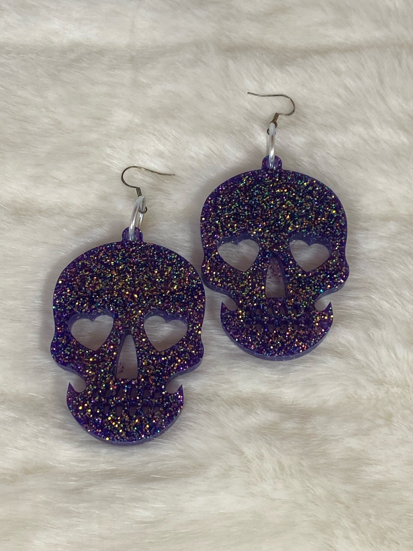 Resin Glitter Skull Earrings