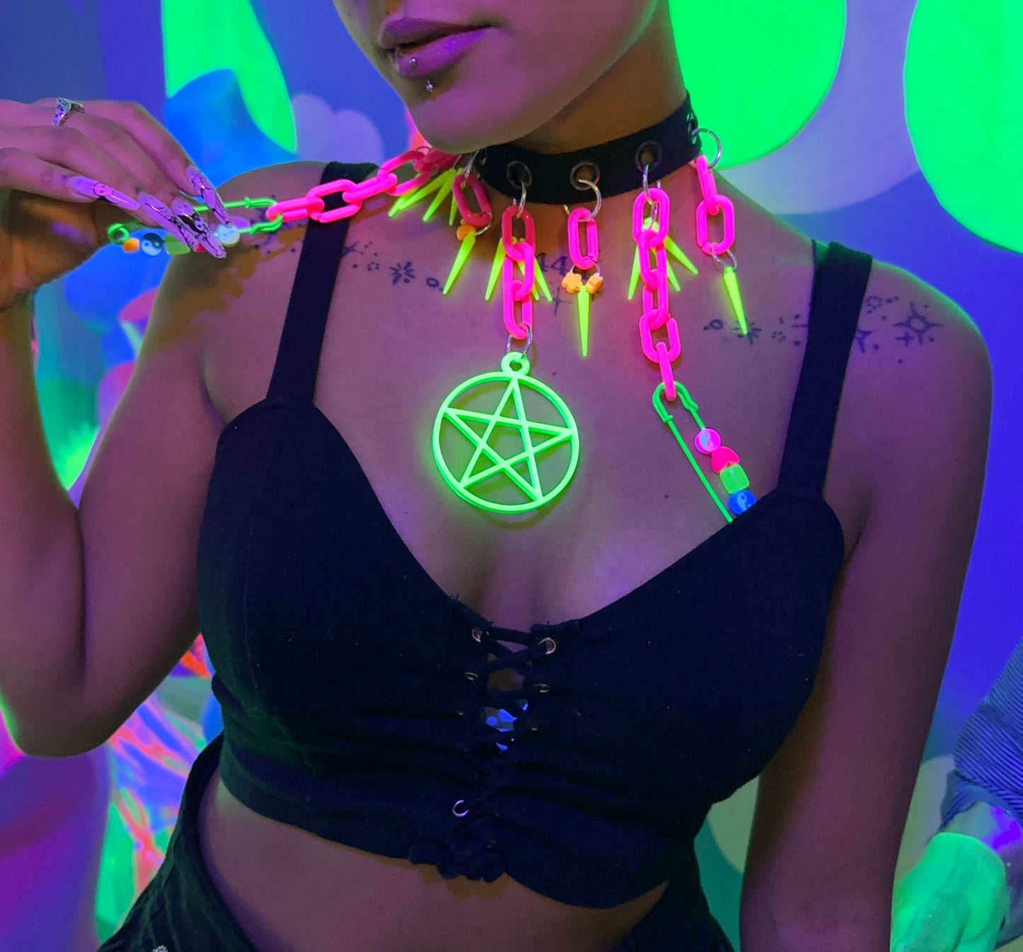 Neon Punk Chain Choker